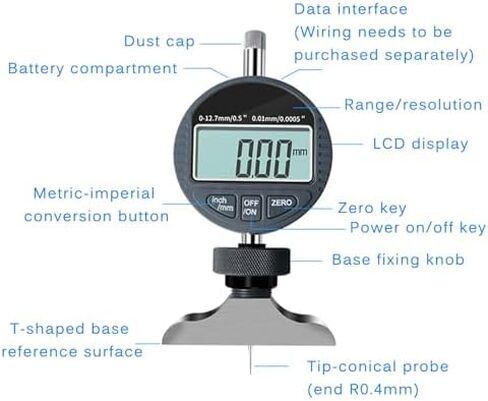 Digital Dial Indicator,Digital Probe Indicator Dial Test Gauge,Digital Dial Gauge, w/LCD Display, Range 0-25.4 Mm,Resolution 0.001mm,Industrial Application in Kuwait
