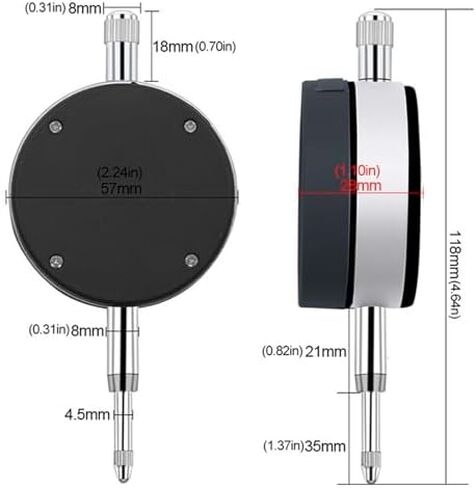 Electronic Digital Dial Indicator, Digital Dial Gauge,62 Mm Base, w/LCD Display, Depth Gauge Tool, Making It an Ideal Tool for Professionals in Kuwait