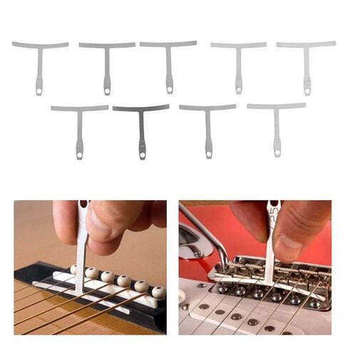 Guitar Action Gauge, 9Pcs Guitar String Height Gauge, Universal Guitar Radius Gauge Set for Measuring Electric Bass Guitars Bridge Fingerboard Saddle, 7.25-20in in Kuwait