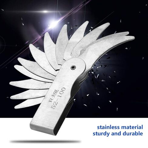 Radius Gauge jauge+de+Rayon Stainless Steel Feeler Set Radius Fillet R0.3-1.5/ R1-6.5/ R7-14.5/ R15-25/R25-50/R52-100 External Internal Concave Convex Radius Calibradores de Radio in Kuwait