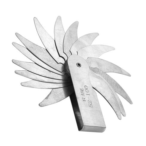 Radius Gauge jauge+de+Rayon Stainless Steel Feeler Set Radius Fillet R0.3-1.5/ R1-6.5/ R7-14.5/ R15-25/R25-50/R52-100 External Internal Concave Convex Radius Calibradores de Radio in Kuwait