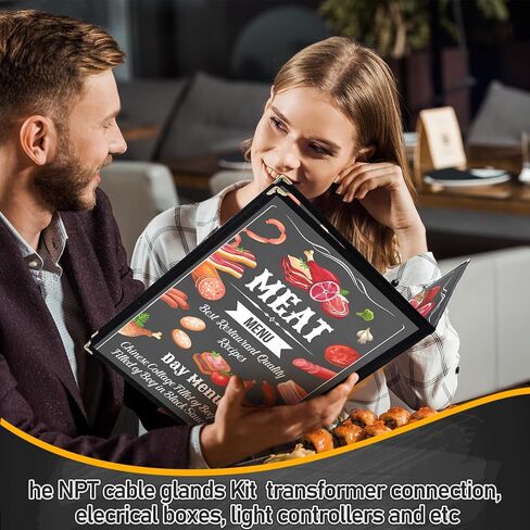 Cinnvoice 12 قطعة من أغطية قائمة المطاعم مقاس 8.5 × 11 بوصة نمط كتاب 3 صفحات 6 عرض PVC شفاف حامل قائمة المطاعم لفندق مقهى بار، أسود in Kuwait
