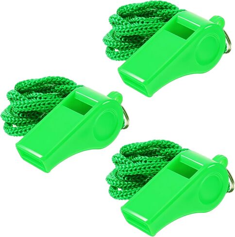 3 Pcs Green Plastic Whistle, Referee Whistles with Lanyard Soccer Whistle Loud Crisp Sound Emergency Whistles Ideal for Outdoor Enthusiasts, and Family Emergencies in Kuwait