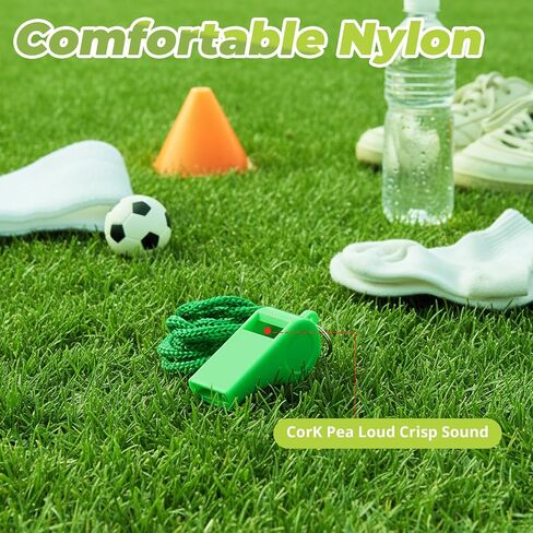 3 Pcs Green Plastic Whistle, Referee Whistles with Lanyard Soccer Whistle Loud Crisp Sound Emergency Whistles Ideal for Outdoor Enthusiasts, and Family Emergencies in Kuwait