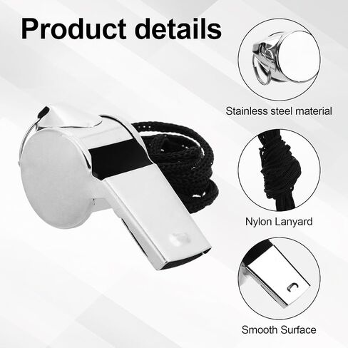120 Pcs Stainless Steel Bulk Whistles with Lanyards, Whistle Bulk Metal Whistles for Teachers Coach Whistles Adults Emergency Loud Sound Whistle for School, Coaches, Police, Training, Football Referee in Kuwait