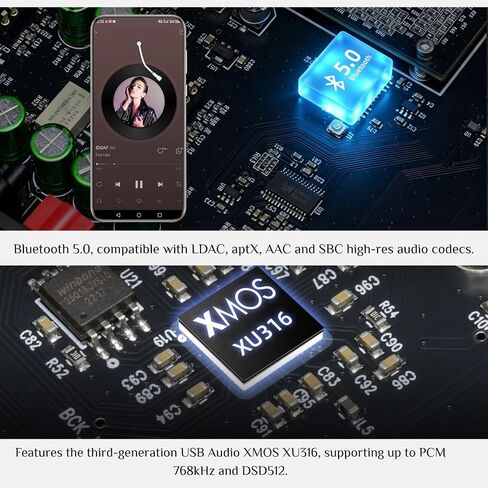 Gustard Audalytic DR70 R2R DAC، أصلي 1 بت DSD512 PCM768 كيلو هرتز، مدخل USB-C/بصري/محوري x2، محول رقمي تناظري منفصل تمامًا، وحدة فك ترميز الصوت المنزلي المتوازن بدون جهاز بث، أسود in Kuwait
