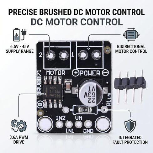 DRV8871 DC محرك لوحة القيادة وحدة القيادة 3.6A PWM وحدة التحكم H-Bridge DC Drive Breakout Board، التحكم في المحرك ثنائي الاتجاه للطابعة والأجهزة in Kuwait