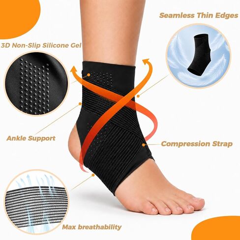 Adjustable Ankle Support Brace for Men and Women ankle brace, Breathable Compression Sleeve for Daily Wear, Sports and Fitness in Kuwait