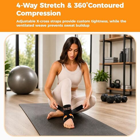 Adjustable Ankle Support Brace for Men and Women ankle brace, Breathable Compression Sleeve for Daily Wear, Sports and Fitness in Kuwait