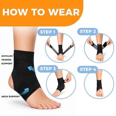 Adjustable Ankle Support Brace for Men and Women ankle brace, Breathable Compression Sleeve for Daily Wear, Sports and Fitness in Kuwait