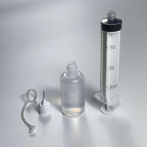 Kang&Chang 12 Pack 30mL Squeezable Plastic Bottles with Steel Needle Tips | Includes a 30 mL Dispensing Syringe for Precise Liquid Transfer in Kuwait