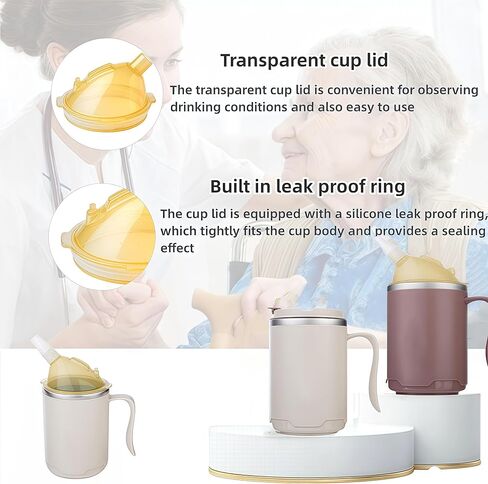 Hospital Cup with Lid and Straw,Spill Proof Cups for Adult,Spill-Proof Adult Sippy Cup for Elderly,Adaptive Cups for Elderly,Suitable for Disabled Pregnant Women Drinking Water and Congee in Kuwait