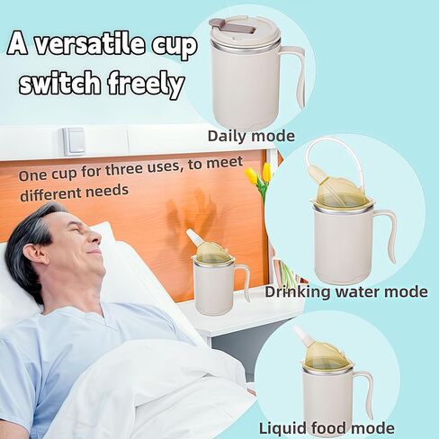 Hospital Cup with Lid and Straw,Spill Proof Cups for Adult,Spill-Proof Adult Sippy Cup for Elderly,Adaptive Cups for Elderly,Suitable for Disabled Pregnant Women Drinking Water and Congee in Kuwait