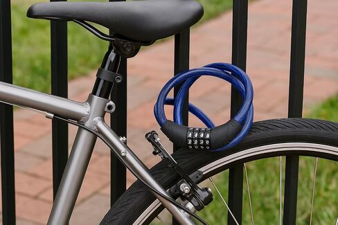2 Pack Bike Lock Cable 4 Ft Resettable Combination Bicycle Lock 8mm Steel for Bikes Scooters Gates Outdoor Use Blue in Kuwait