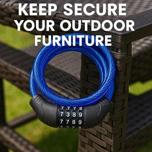 2 Pack Bike Lock Cable 4 Ft Resettable Combination Bicycle Lock 8mm Steel for Bikes Scooters Gates Outdoor Use Blue in Kuwait