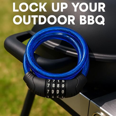 2 Pack Bike Lock Cable 4 Ft Resettable Combination Bicycle Lock 8mm Steel for Bikes Scooters Gates Outdoor Use Blue in Kuwait