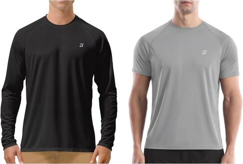 (Size:L) 2 Pack UPF 50+ UV Sun Protection Shirts Outdoor Long Sleeve SPF Diving Rash Guard for Fishing Hiking Swimming in Kuwait