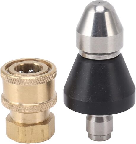 Pressure Sewer Jetter Nozzle, G1/4 Sewer Pipe Cleaning Nozzle Stainless Steel G3/8 Female Thread Adapters for Household Pipeline Clog Removal in Kuwait