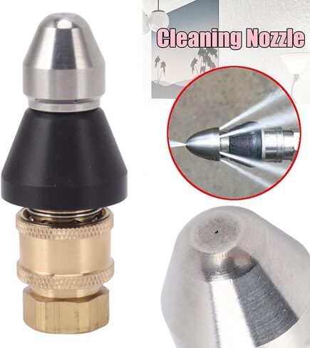 Pressure Sewer Jetter Nozzle, G1/4 Sewer Pipe Cleaning Nozzle Stainless Steel G3/8 Female Thread Adapters for Household Pipeline Clog Removal in Kuwait