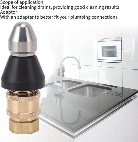 Pressure Sewer Jetter Nozzle, G1/4 Sewer Pipe Cleaning Nozzle Stainless Steel G3/8 Female Thread Adapters for Household Pipeline Clog Removal in Kuwait