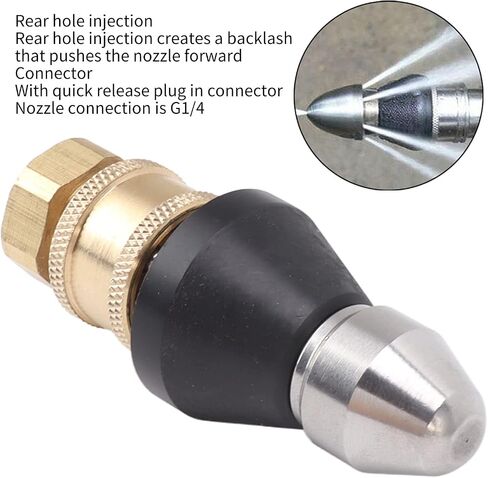 Pressure Sewer Jetter Nozzle, G1/4 Sewer Pipe Cleaning Nozzle Stainless Steel G3/8 Female Thread Adapters for Household Pipeline Clog Removal in Kuwait