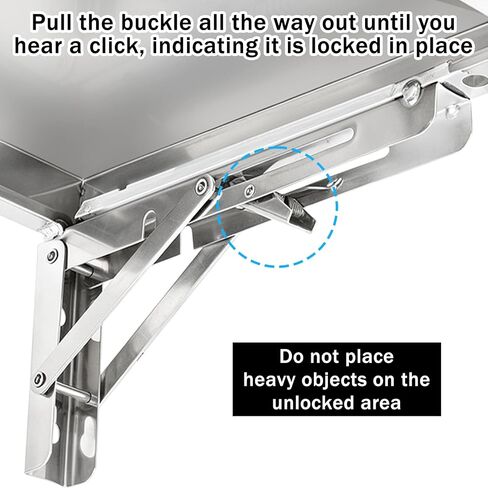 Stainless Steel Folding Concession Shelf, Food Truck Serving Counter with Locking Bracket, Heavy Duty Fold Out Service Table, Drop Down Workbench for Kitchen, Workshop & Wall Mounted Serving Tray in Kuwait