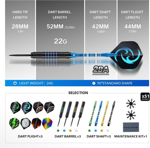 Darts 24g Steel Tip Darts Set 12 Pack – Professional Darts Metal tip Aluminum Shafts with Dart Sharpener, Darts Flights & Protectors for Bristle Dart Boards for Adults in Saudi Arabia