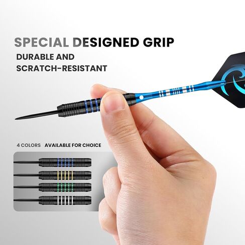 Darts 24g Steel Tip Darts Set 12 Pack – Professional Darts Metal tip Aluminum Shafts with Dart Sharpener, Darts Flights & Protectors for Bristle Dart Boards for Adults in Saudi Arabia