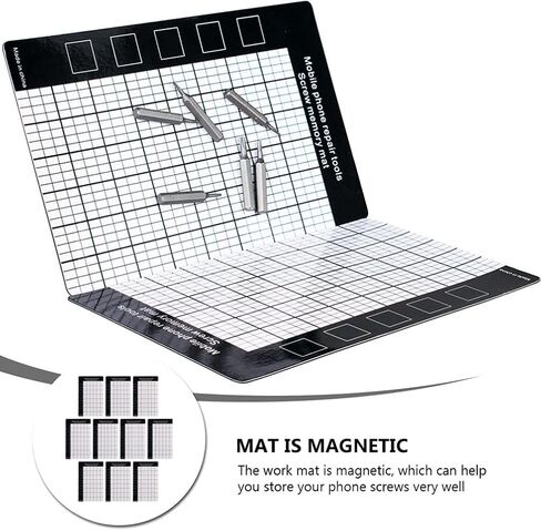 10PCS Magnetic Phone Repair Mat, Magnetic Screw Mat Large Magnetic Mat for Screws Preventing The Small Screws from Getting Lost (Black) in Kuwait