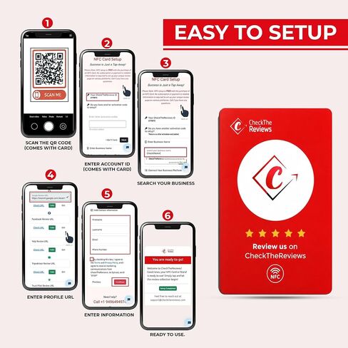 بطاقة NFC الرقمية - بطاقة Smart Tap لزيادة التعليقات - متوافقة مع Google وFacebook وTrustpilot وTripAdvisor (وحدة واحدة) in Kuwait