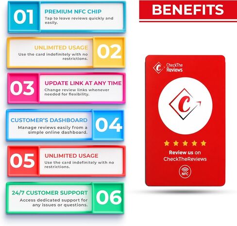 بطاقة NFC الرقمية - بطاقة Smart Tap لزيادة التعليقات - متوافقة مع Google وFacebook وTrustpilot وTripAdvisor (وحدة واحدة) in Kuwait