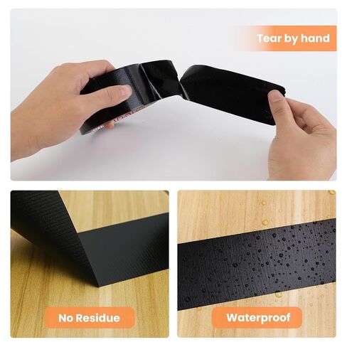 Black Duct Tape Heavy Duty Waterproof,2 Inch x 22 Yard Strong Industrial Strength,Strong Adhesive Sticky, No Residue, Easy Tear by Hand for Indoor & Outdoor Repairs,1 Roll in Kuwait