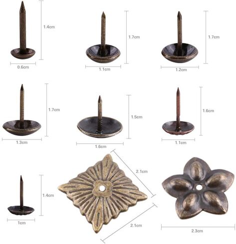 Hilitand 100pcs Upholstery Tacks, Furniture Nails Pins Sofa Rivet Upholstery Pins Craft Antique Brass Thumb Tacks (Smooth Nails 6x14mm) in Kuwait