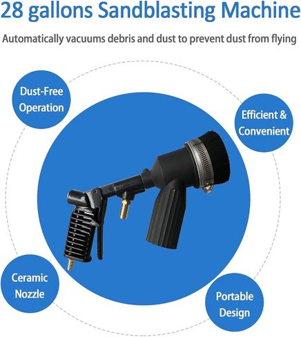 Portable Vacuum Sandblaster with Recovery System and Ceramic Nozzle, Tank Kit for Efficient Paint Cleaning and Dust Collection in Kuwait