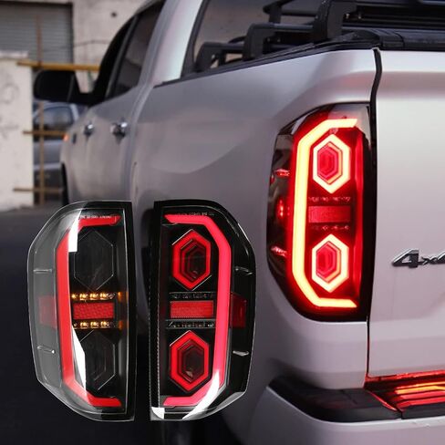 مجموعة مصابيح خلفية LED PZ لسيارة Toyota Tundra 2014-2021 مع الجانبين الأيسر والأيمن عدسة رمادية مدخنة باللون الأسود غير اللامع in Kuwait