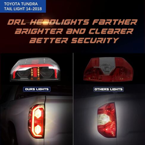 مجموعة مصابيح خلفية LED PZ لسيارة Toyota Tundra 2014-2021 مع الجانبين الأيسر والأيمن عدسة رمادية مدخنة باللون الأسود غير اللامع in Kuwait
