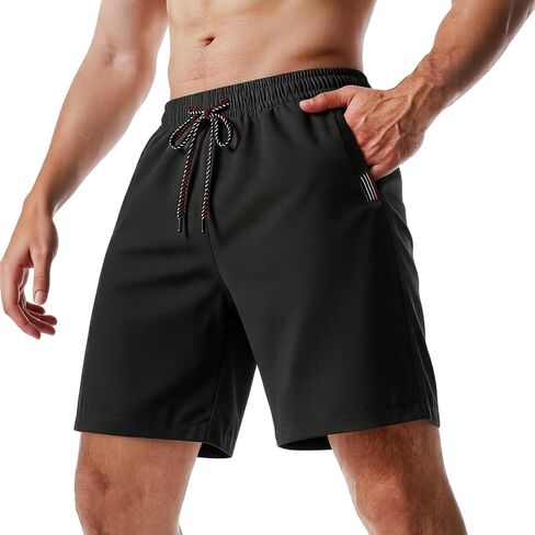 Men's Casual 5 Inch Inseam Shorts Quick Dry Lightweight Breathable Stretch Elastic Drawstring Waist Beach Shorts in Kuwait