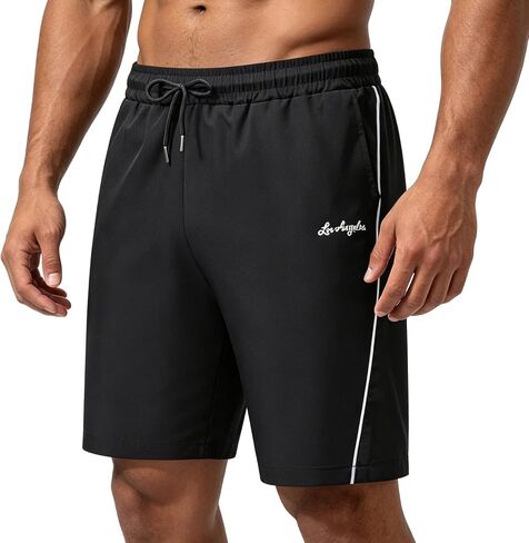 Men's Casual 5 Inch Inseam Shorts Quick Dry Lightweight Breathable Stretch Elastic Drawstring Waist Beach Shorts in Saudi Arabia