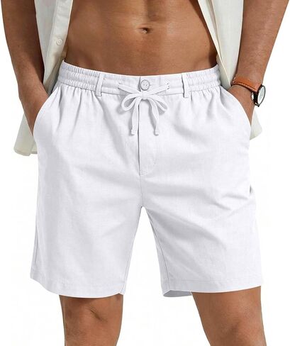 Men's Casual 5 Inch Inseam Shorts Quick Dry Lightweight Breathable Stretch Elastic Drawstring Waist Beach Shorts in Saudi Arabia