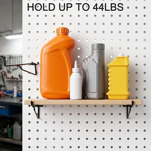 20 Pack 8" Pegboard Shelf Hooks, 1/4 Inch Peg Board Organizer Accessories Display and Storage Rack Shelves and Baskets Brackets for Garage Workbench Art Craft Office in Kuwait