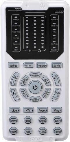 Portable Voice Changer, 16 Sound Modes 10 Levels Fine Tuning Sound Effect Converter with 8 Built in Effects and KTV Mode for Gaming Live Streaming Phone Computer in Kuwait