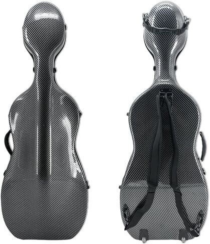 yinfente Composite Carbon Fiber Cello Case 1/2 Full Size Hard Shell With Lock & Backpack Straps,Wheels Lightweight,Portable Hard Case for Student,Beginner Silver in Kuwait