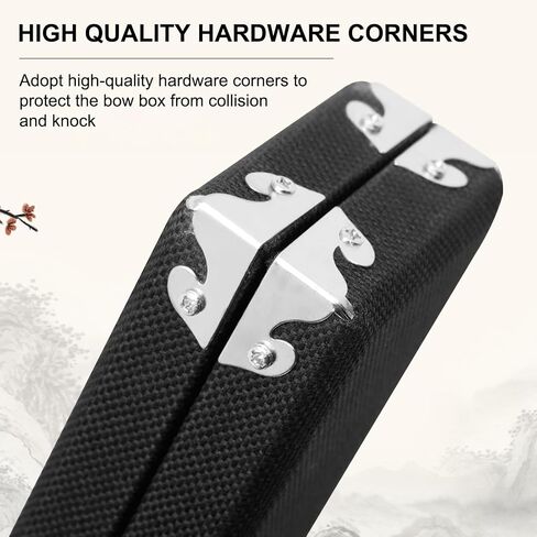 Eujgoov Violin Viola Cello Bow Case Leather Hardware Corners Adjustable Strap Thick Velvet Cotton Double Layer Protection Universal Fit Black in Kuwait