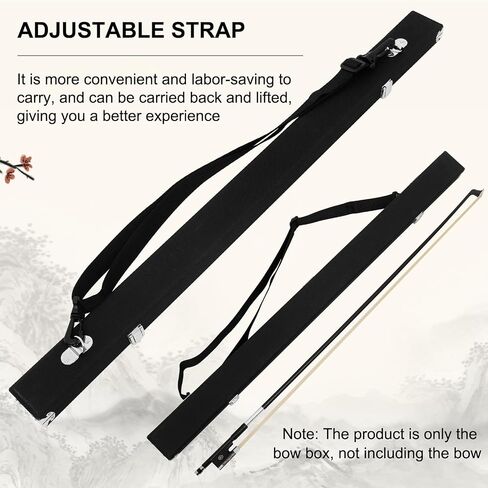 Eujgoov Violin Viola Cello Bow Case Leather Hardware Corners Adjustable Strap Thick Velvet Cotton Double Layer Protection Universal Fit Black in Kuwait