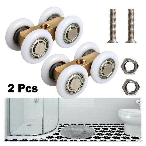 Door Hardware Roller Bathroom 4.4cmx2.2cm Adjustable Copper Four-Wheel Hanging Glass Pulley Slide Door in Kuwait