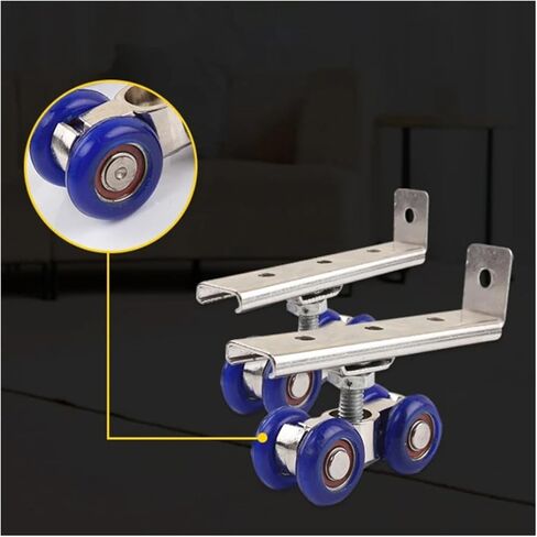 2pcs/Set Sliding Door Roller Hardware Slide Doors Pulley 4 Wheels Home Room Wood Door Hanging Wheels Rail Track Pulley in Kuwait