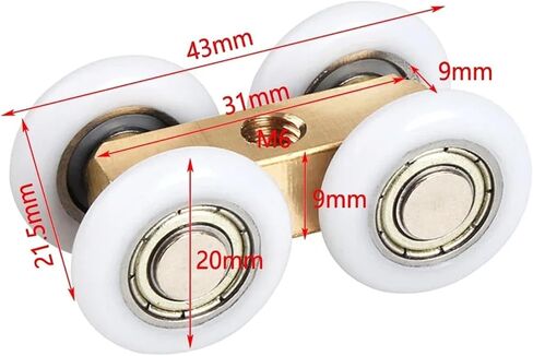 6pcs Sliding Door Roller Shower Glass Slide Doors Pulley 4 Wheels Door Hanging Wheels Track Pulley Bearing Wheels in Kuwait