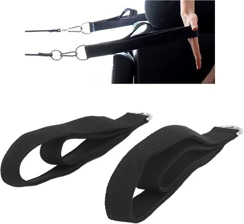 Yctze 2 Pcs Pilates Double Loop Straps for Home Gym Workout Enthusiasts, Anti Slip Tablets Enhances Stability during Exercise, Adjustable Length for Leg and Arm Training, D Rings in Kuwait