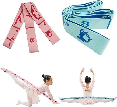 2 PCS Kids Stretching Strap & Band for Dance, Ballet – 8-Loop Adjustable Elastic Equipment for Yoga, Gymnastics Workout, Home Gymnastics, Beginner Flexibility and Stretching Resistance Bands in Kuwait