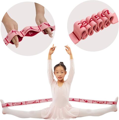 2 PCS Kids Stretching Strap & Band for Dance, Ballet – 8-Loop Adjustable Elastic Equipment for Yoga, Gymnastics Workout, Home Gymnastics, Beginner Flexibility and Stretching Resistance Bands in Kuwait